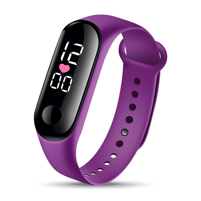 Sport digital klocka dam klockor elektronisk led manlig dam armbandsur för dam klocka herr kvinnlig armbandsur för pojkar flickor: Lila