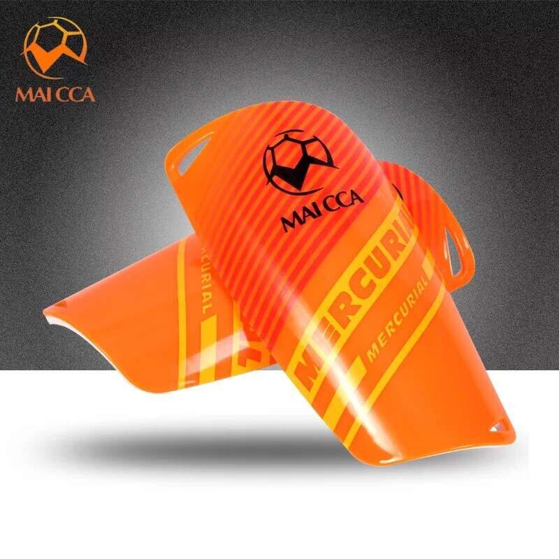 Maicca fodbold skinneben fodbold skinnebeskyttere voksne benbeskytter spiller træning blødt skum match kit: Orange