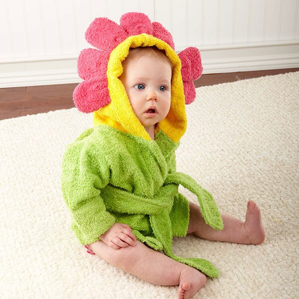 Animal Modelling Bathrobe Baby Flower Bathrobe All Cotton Towel Bathrobe Lion Children Dressing Gown: Green