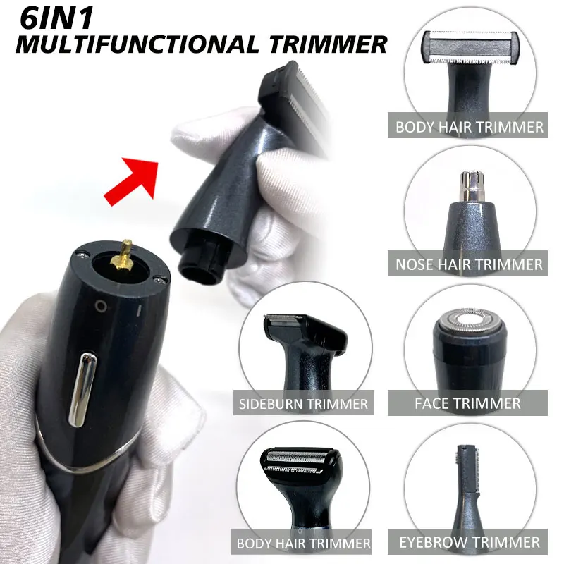 Épilateur électrique 6 en 1 pour femmes et hommes, rasage multifonctionnel pour le corps et le visage, zone intime, rasoir de précision pour le visage et la barbe