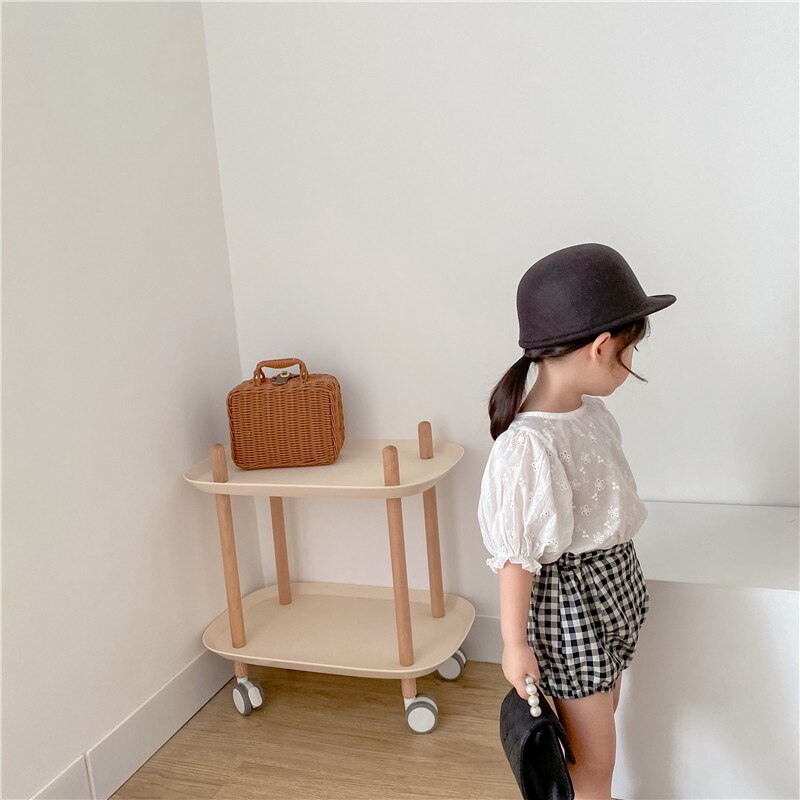 sommer neue Koreanische mädchen höhlte heraus Baby hemd Spitzen Baby Puff hülse kurzen ärmeln Baby Shirt