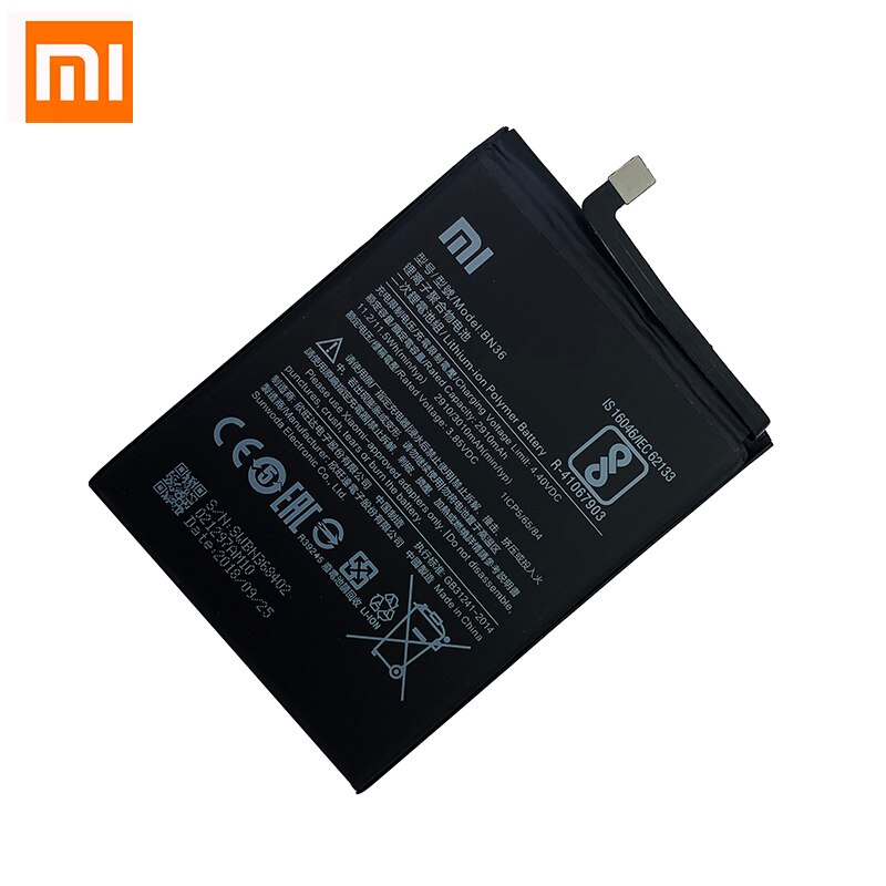 100% Orginal Xiao Mi BN36 3010Mah Batterij Voor Xiaomi 6X A2 Mi6X MiA2 M6X MA2 Telefoon Vervanging batterijen