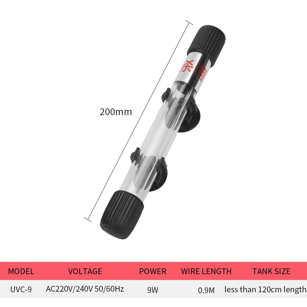 Zanurzeniowa UV lampa sterylizator światło ultrafioletowe filtr wodoodporny środek robić czyszczenia akwarium staw/oczko wodne koralowa ryba zbiornik 5w/7w/9w/11w: 9w