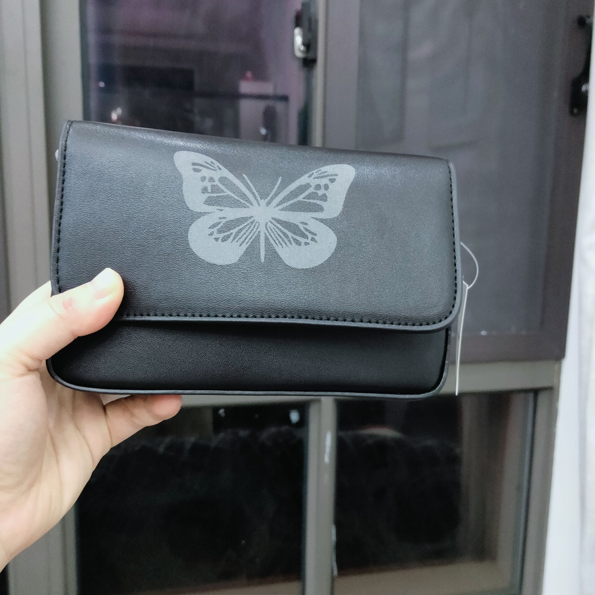 Dameveske kjede en skulder liten veske deksel dame søt jente vintage messenger cross body bag sommerfugl svart  gh25698