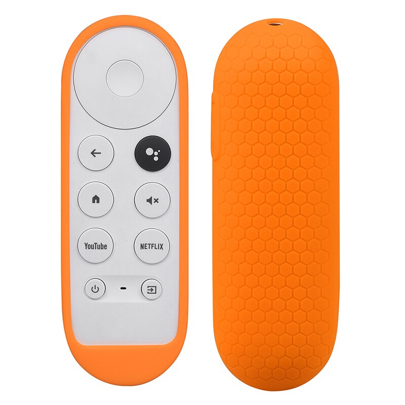 Silikone etui til chromecast google tv stemme fjernbetjening stødsikkert beskyttelsescover til chromecast stemme fjernbetjening: Orange