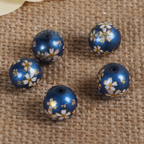 DoreenBeads – perles Tensha japonaises Vintage, perles rondes Sakura à motif de fleur, Imitation perle d'environ 12mm( 4/8 pouces) Dia 5 pièces: Rouge