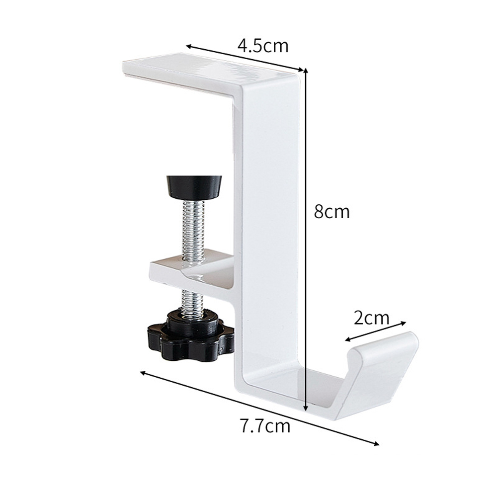 Metal Adjustable Desk Edge Hook Gaming Headset Desk Hanger Backpack Storage Hanging Hook Holder Punch-free Home Office Organizer: WHITE