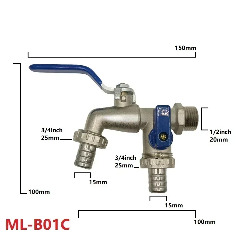 1/2'' 3/4'' Doppel Kopf Wasserhahn Wasser Splitter Stecker Kupplung Adapter Ventil Schalter Garten Schlauch Bewässerung Tap Joint: YELLOW
