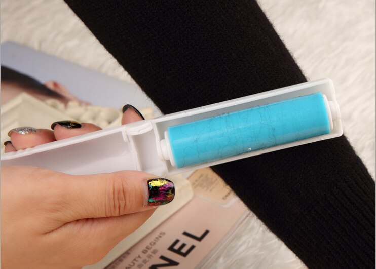 Haar Remover Opvouwbare Wassen Viskeuze Apparaat Draagbare Kleding Pet Hair Remover Tapijt Vel Afstoffen Borstel Trui: blue