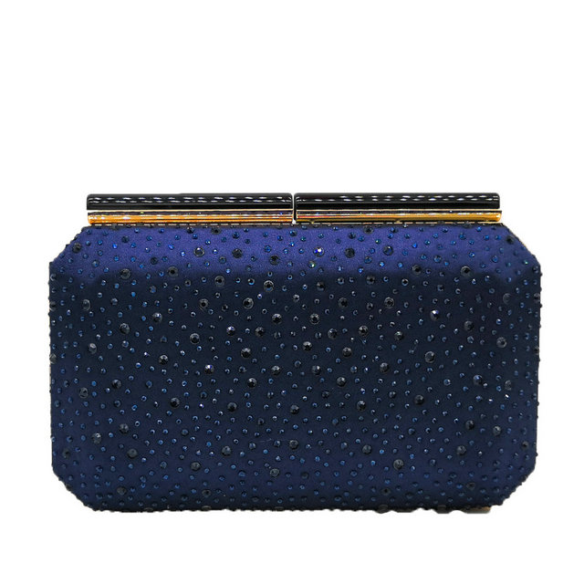 Boutique De FGG Oranje Crystal Vrouwen Evening Clutch Bag Metalen Frame Acryl Sluiting Bruiloft Banket Keten Schoudertas Handtas: Navy Evening Bag