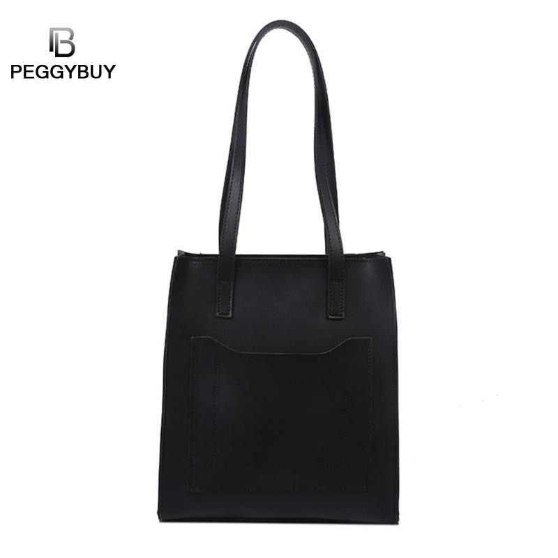 Frauen PU Leder lässig Handtaschen Solide Schulter Tasche Große Einkaufs Totes Kleine Handtasche Bote Schulranzen Tasche bolsa feminina