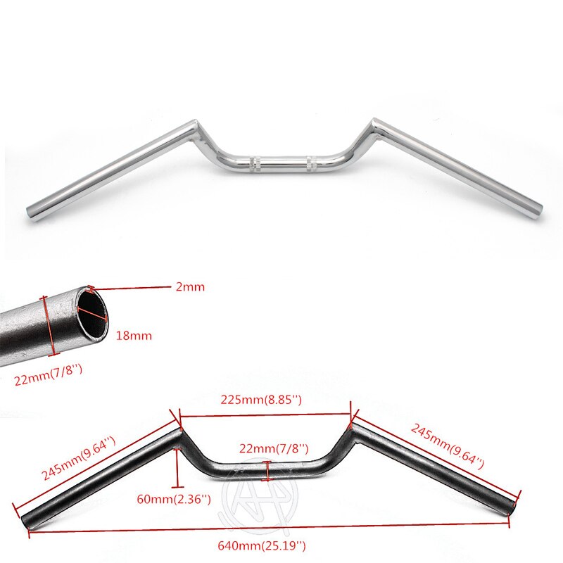 Universal Fit Chopper Café Racer Cruiser Bobber Tracker, manillar de motocicleta cromado de 7/8 "22mm, manillar de altura: Marfíl