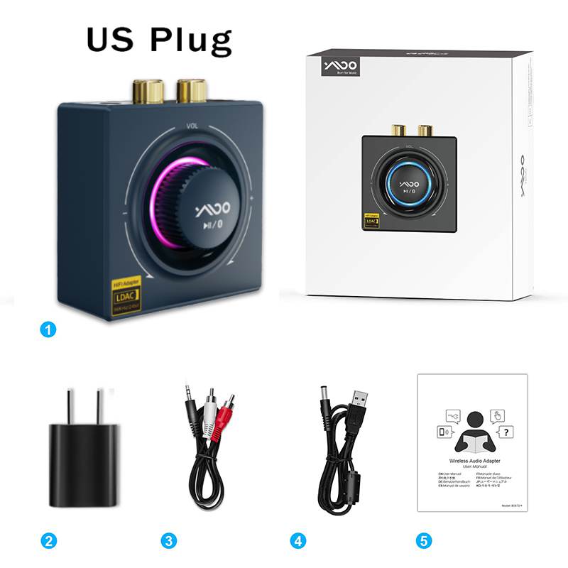 Ricevitore Bluetooth 5.2 1Mii B06T3+, adattatore Audio Bluetooth LDAC Aptx per stereo domestico, Jack RCA da 3,5 mm aux HiFi: verde