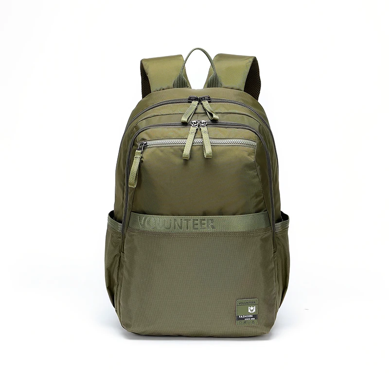 Zaino volontario per uomo 2023 Nuovo pendolare da viaggio casuale Solido di grande capacità Multi-tasca Borsa da uomo impermeabile per esterni 1807-01: verde