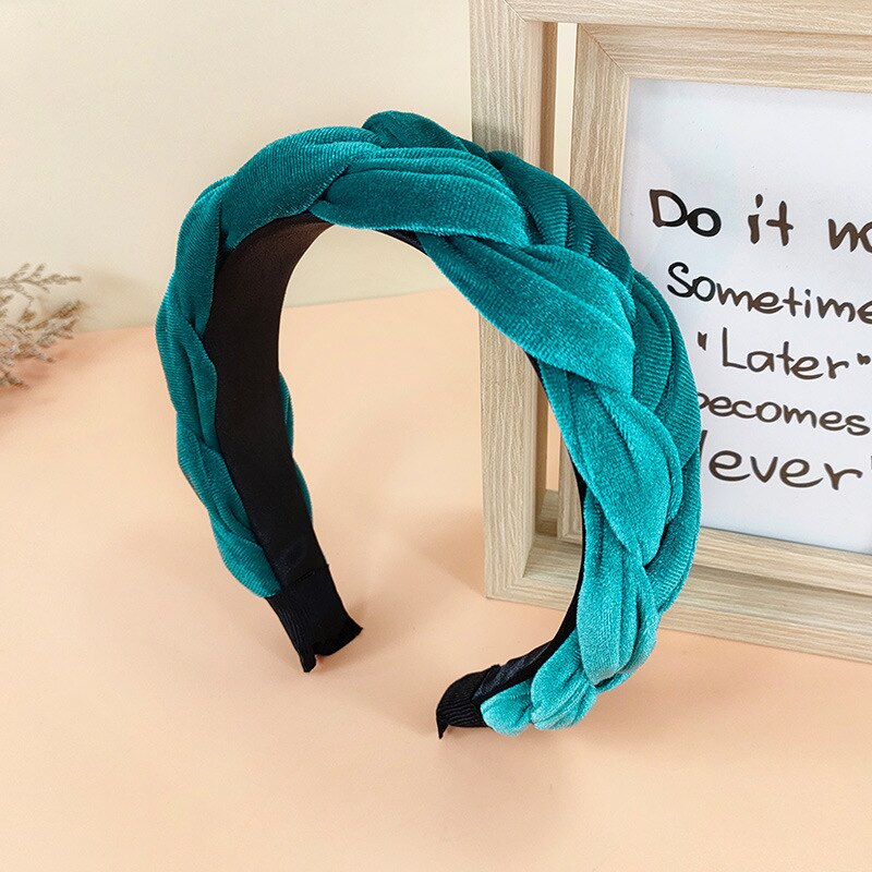 Nova moda feminina bandana larga lateral hairband cruz nó trança adulto turbante macio flanela acessórios de cabelo: as picture 12