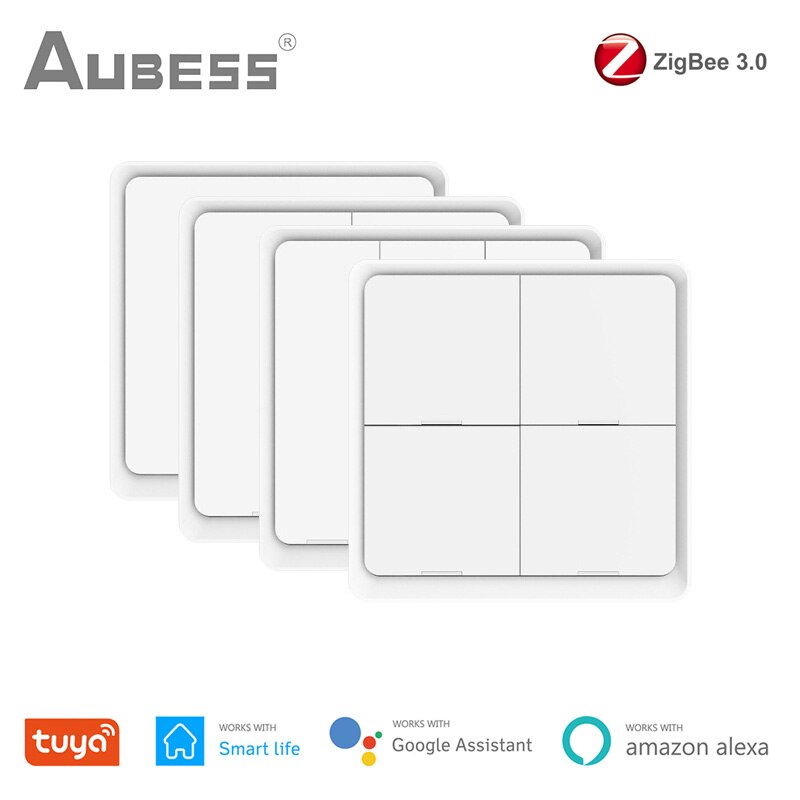 Interrupteur de scène sans fil Tuya ZigBee, 4 boutons poussoirs, contrôleur d&#39;automatisation de scénario, fonctionne avec Alexa Google Home Smart Life