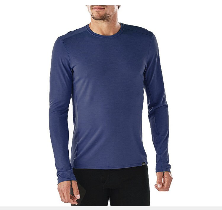 Heren Basislaag Mannen Merino Wol T-shirt Mannen Merino Wol Lange Mouw Prestaties Shirt Midweight Anti-geur 180G Aziatische Grootte S-L