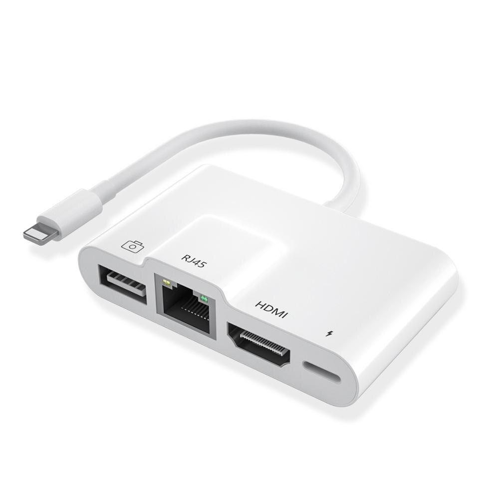 Usb Otg Adapter Voor Lightning Naar Usb Camera RJ45 Hdmi Adapter Met Poort Opladen Converter Voor Iphone Ipad Hdmi Ethernet adapter: Default Title