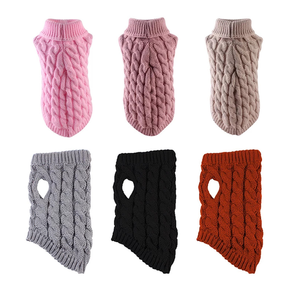 huisdier kleine hond kleding trui mode herfst winter effen gebakken stof wendingen breien warme comfort kleding