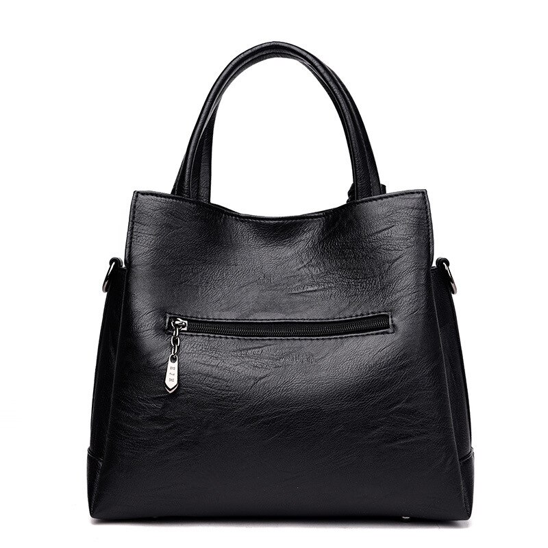 Yiyi's Manufacturer direct sales middle aged mother lady handbag versatile soft leather women's bag three layer large ca