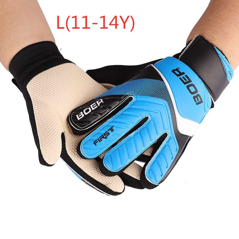 Guanti da portiere a dito pieno ragazzi ragazze gomma antiscivolo polso avvolgere calcio abbigliamento da calcio per bambini guanti da calcio: Blue L(11-14Y)