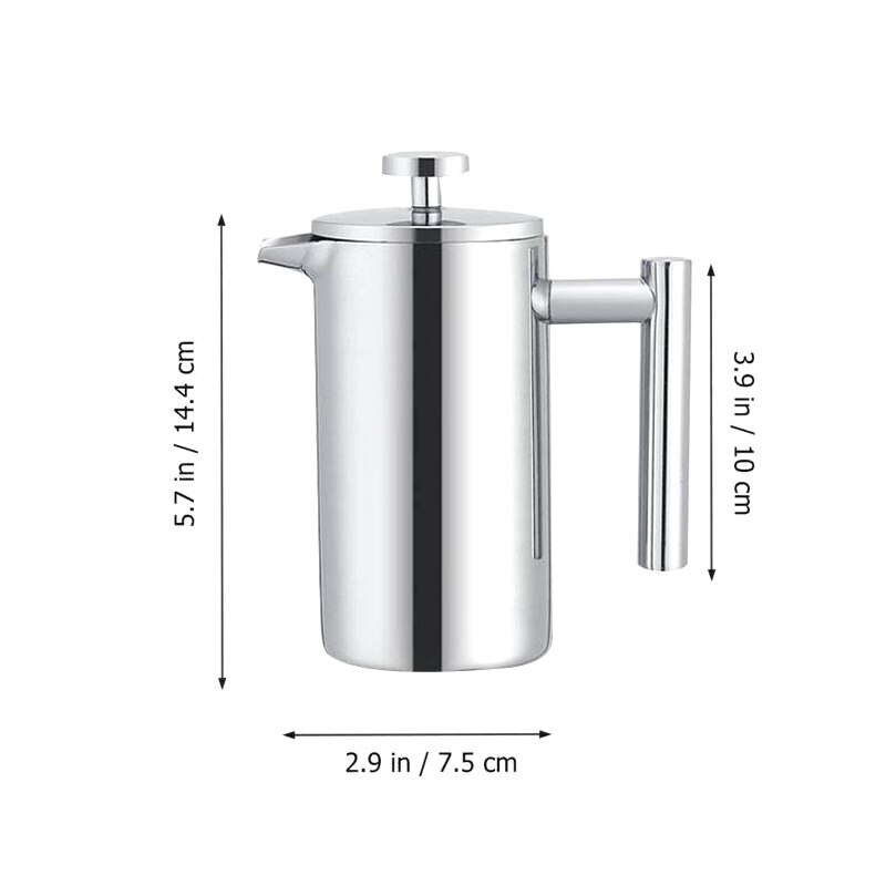 Isoleret cafe pot presse rustfrit stål kaffe te filter maker stempel kande caffetiere 350ml med en filterkurv