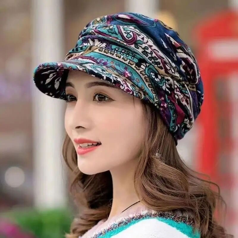 Chapeau à fleurs à bords courts pour femmes, chapeau à bec de canard doux, tendance, Protection solaire, casquette de journal, adapté aux voyages et au shopping quotidiens: green