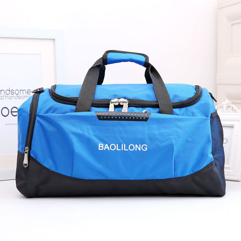 Professionelle Große Kapazität Sport Tasche Wasserdicht Casual Lagerung Gym Taschen Polyester Männer/Frauen Packable Duffle Reisetasche Mochila: Blue