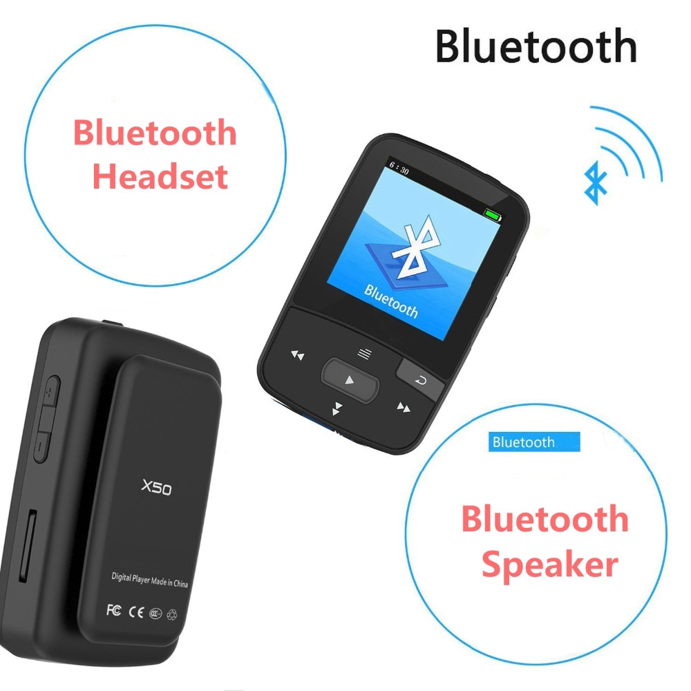Clip Bluetooth MP3 Speler 8gb met Scherm Sport Muziekspeler Ondersteuning FM Radio, Opname, stappenteller + Gratis Armband