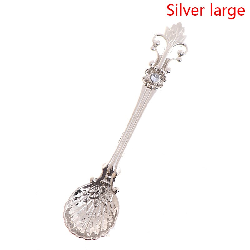 1 pz creativo Vintage ▾ in lega di zinco fiore foglia intaglio cucchiaio da cucina stoviglie posate per tè caffè cucchiai da dolce: 8