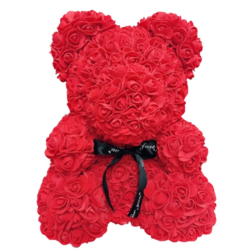 Diy 25 cm bamse rose bjørn med kasse kunstig pe blomst bjørn rose valentinsdag for kæreste kvinder kone mors dag: Rød 25cm ingen kasse