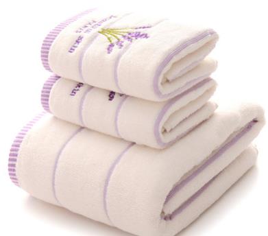 Katoen Borduren Handdoek Badhanddoek Set Badhanddoek 140*70Cm Handdoek 32*72Cm Zachte absorberende 3Pcs Set: WHITE
