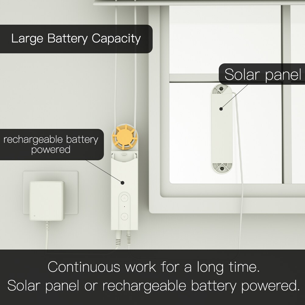 MoesHouse DIY Smart Roller Blinds Drive Motor Motorized Chain Powered By Charger Build-in Bluetooth APP Remote Control.
