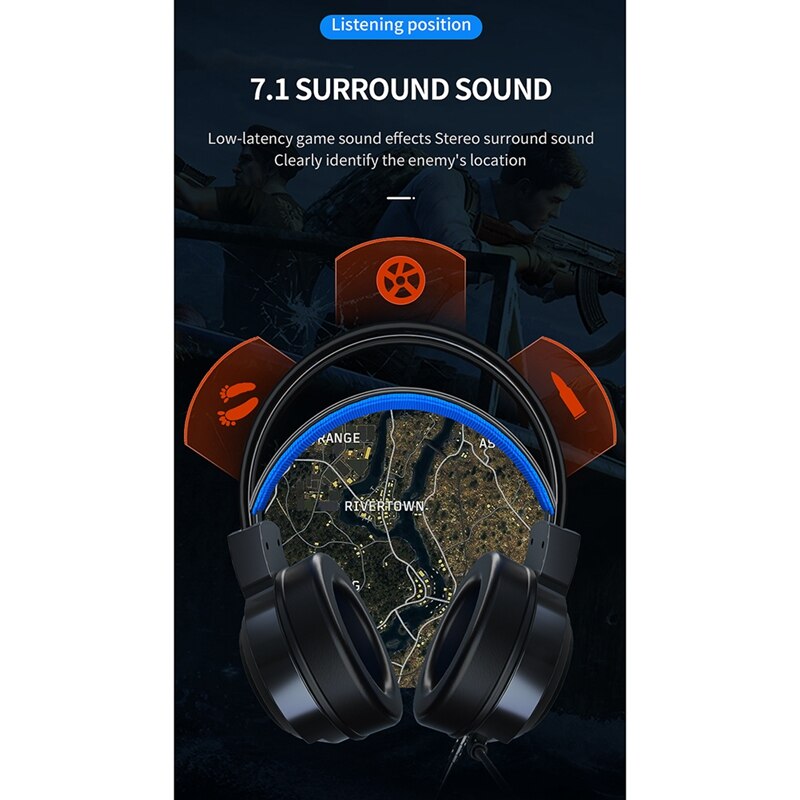 Game Hoofdtelefoon Met Mic Surround Stereo Bedrade Koptelefoon Usb Microfoon Kleurrijke Licht Pc Laptop Game Headset