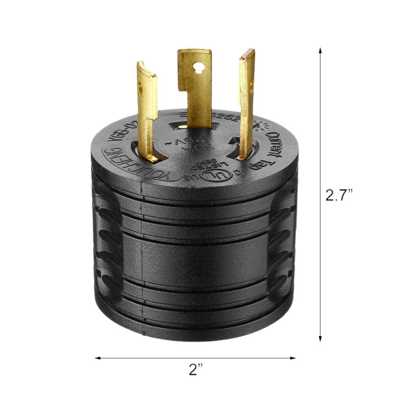RV Generator Adapter 3-Prong 30A Male To 30A Female RV Power Plug 125V RV Plug for Camper Motorhome Trailer L5-30P