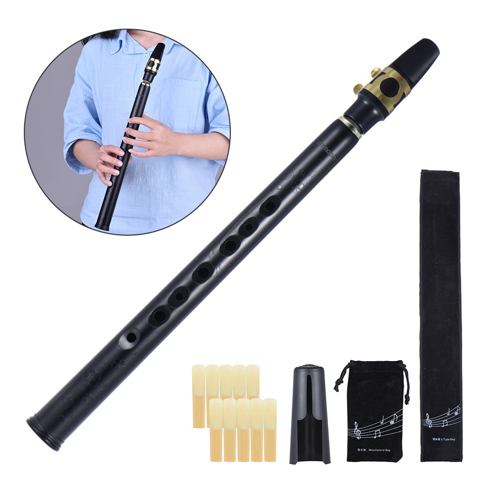 Ammoon mini bolso bb saxofone sax abs com alto mouthpieces 10 pçs reed saco de transporte instrumento de vento de madeira