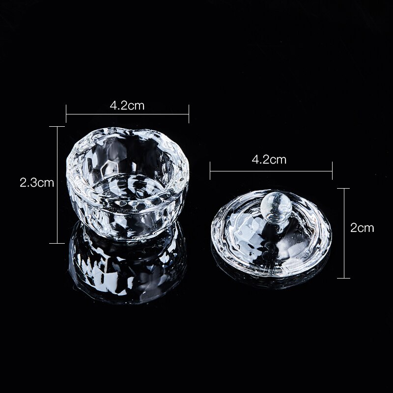 1Pc Glas Nail Cup Crystal Nail Acryl Container Voor Acryl Nagels Dappenglaasje Kom Bekerhouder Manicure Nail Art gereedschap