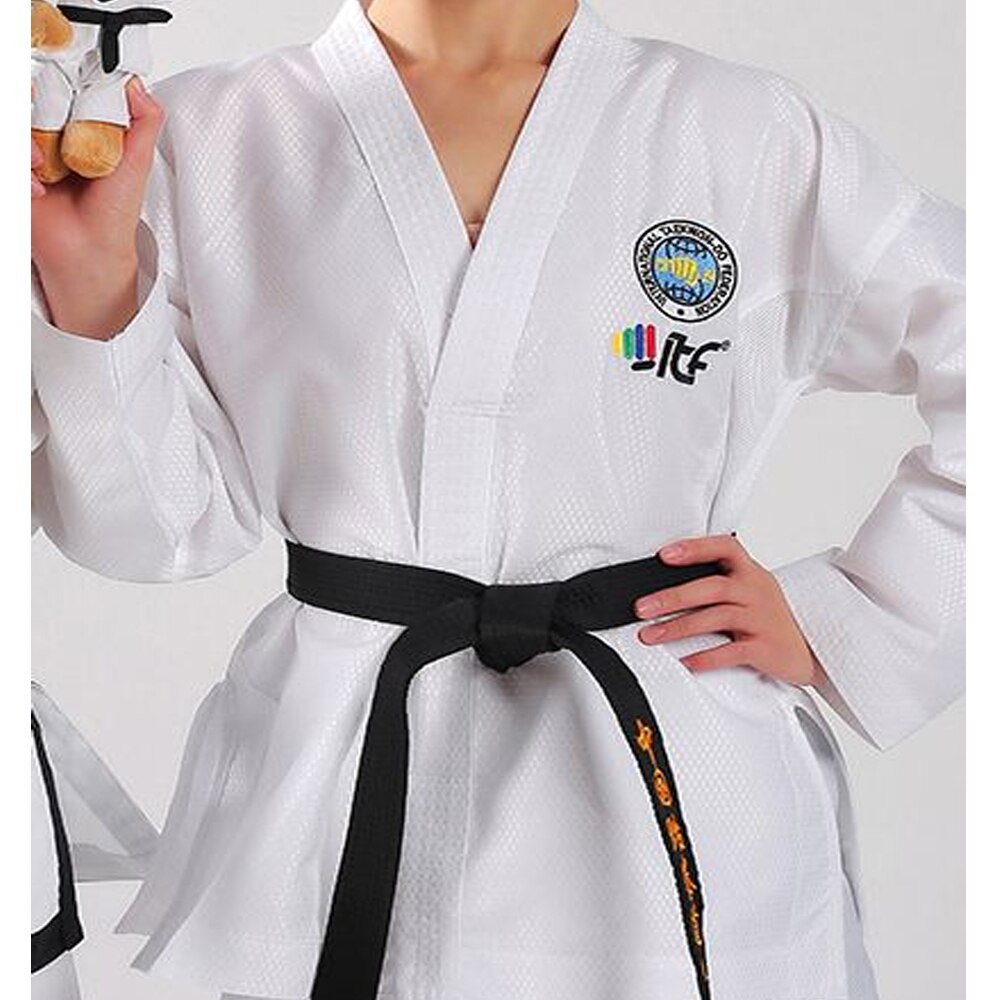 2022 ITF Approve Taekwondo White Cotton Student Kimono Doboks With Embroidery Pattern Kimono Taekwondo Uniform For Adult Kids