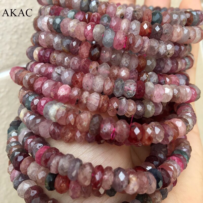 AKAC APPROX2-4*6-6.5mm natural rarely colorful spinel faceted rondelle bracelet gemstone for women 16-17cm hand bracelet