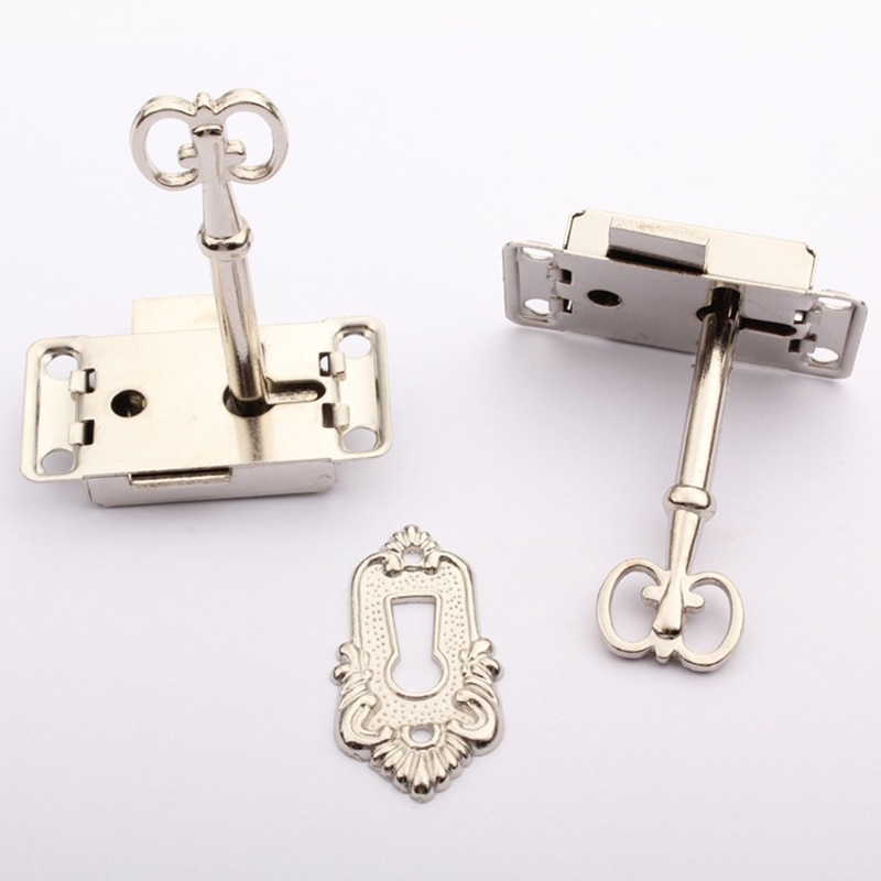1PC Cabinet Door Lock Set with Key Iron Plating Zinc Alloy Drawer Wardrobe Lock Furniture Kitchen Drawer Lock Replacement