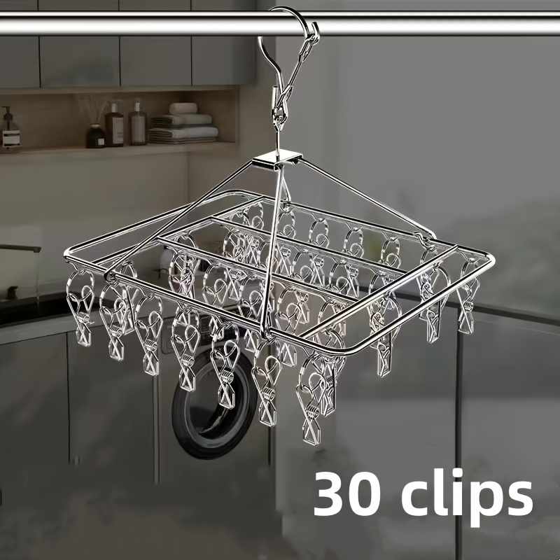 Clipes à prova de vento de aço inoxidável, prendedor de roupa, cabide, varal, meia, toalha, sutiã, rack de secagem, gancho de roupas com 30 estacas