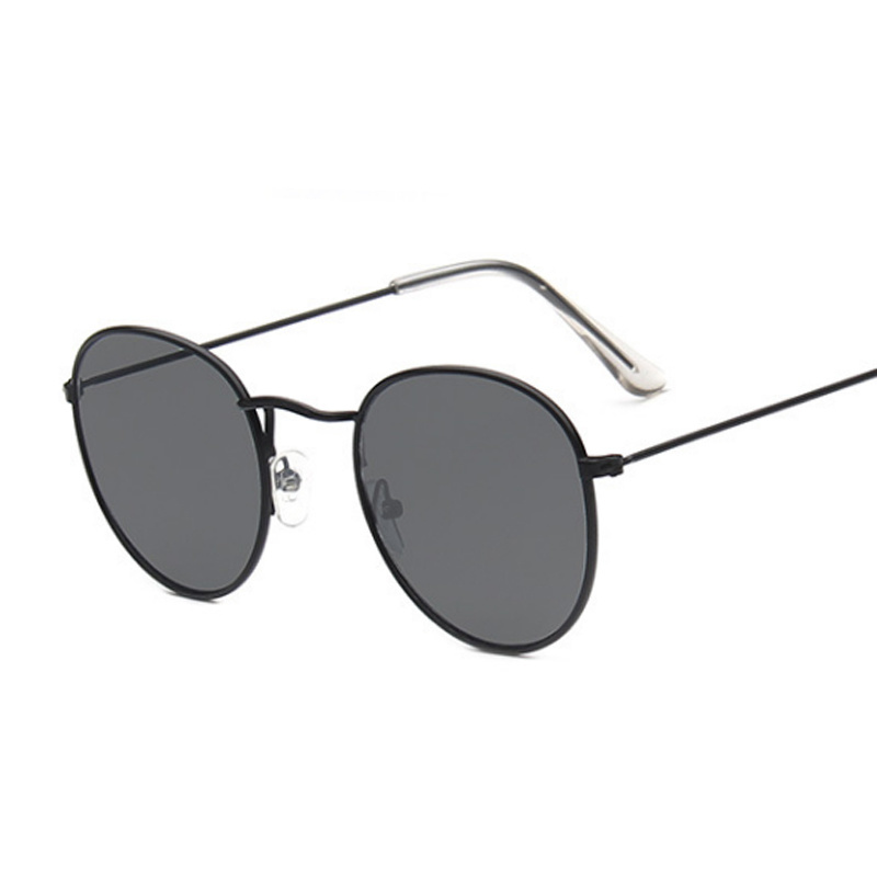 Gafas De Sol redondas clásicas para hombre, gafas De Sol De conducción con montura pequeña Vintage, gafas De Sol De De Retro para hombre, gafas De Sol negras: Negro