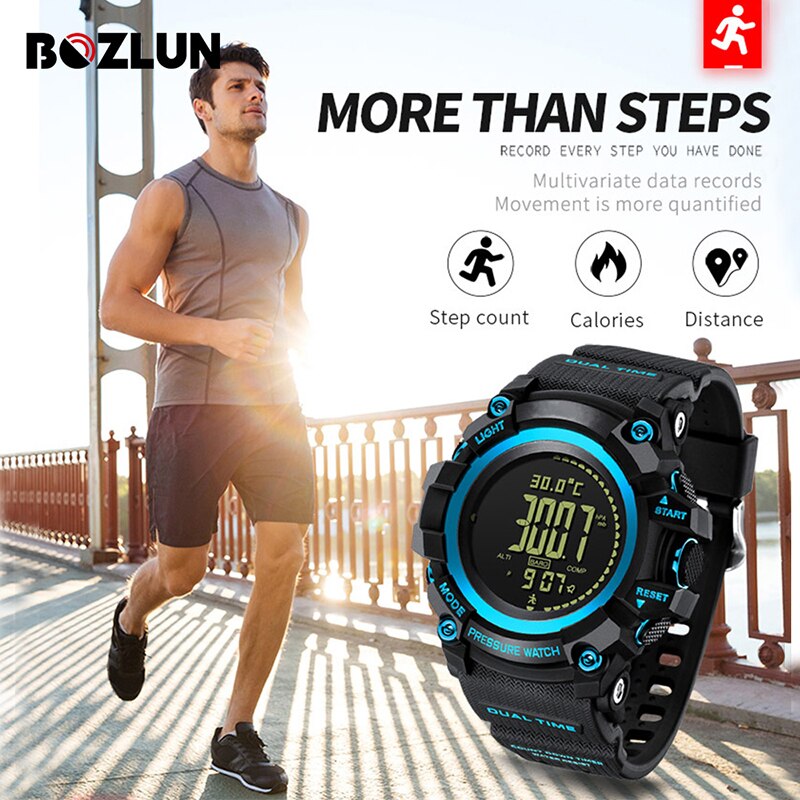 Bozlun-montre sport connectée pour hommes, multifonction, cadran 3atm, montre sportive, altimètre, thermomètre