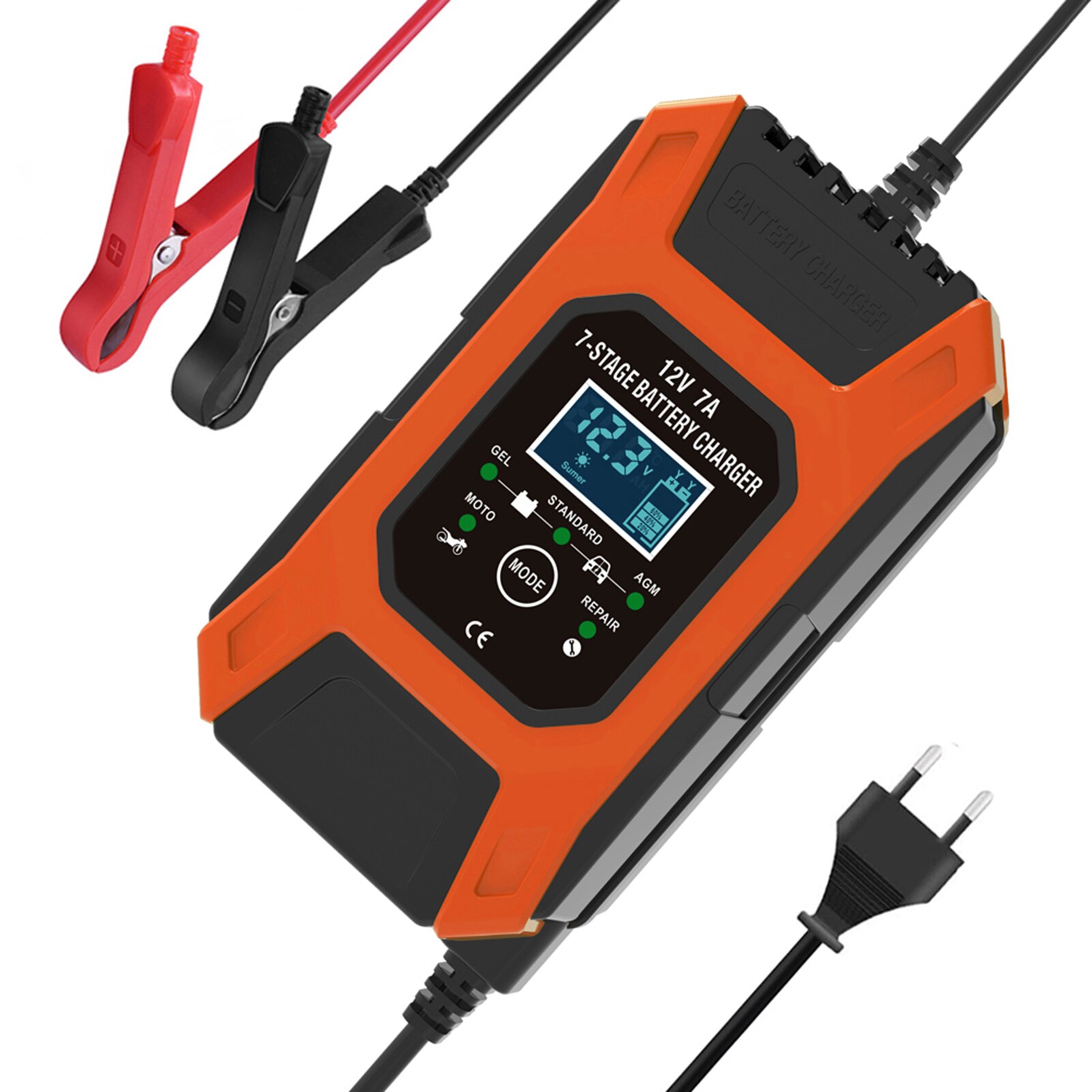 12V 7A 7-bühne Motorrad Batterie Ladegerät Blei Gel STD AGM Auto Motorrad Batterie Ladegerät Puls Ladung Betreuer & Desulfator: Weiß
