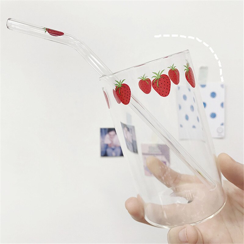 300ml jordgubbe söta nordiska glaskoppar transparent vattenkopp studentmjölk värmebeständigt glas hemfest drickskopp