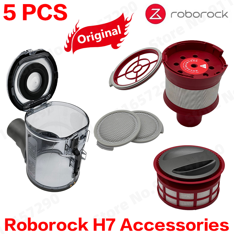 Original Roborock H7 Dust Box HEPA Filter Spare Parts Mace Plus Dustbin Cyclone Assembly Module Red Accessories