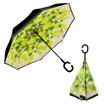 Reverse Umbrellas Folding Double Layer Inverted C Hand Holder Stand Sun Rain Windproof Rolling Over Umbrella For Women: pic16
