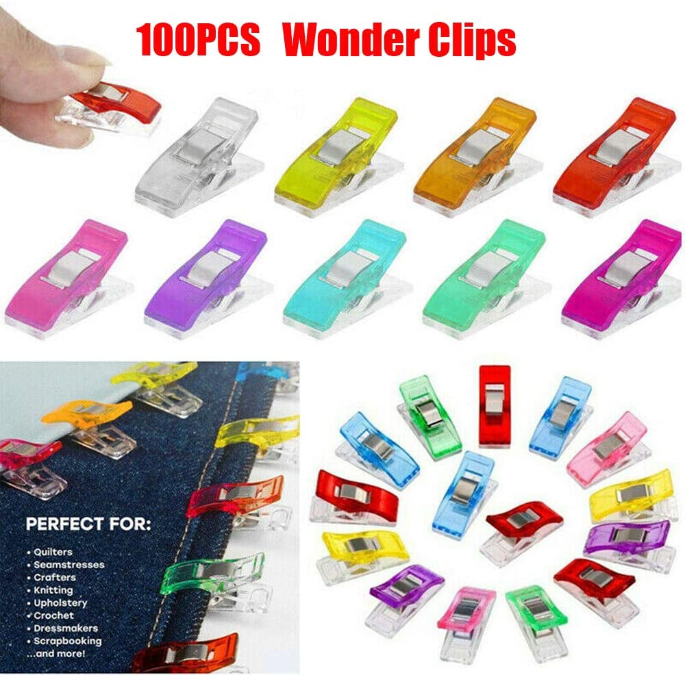 100Pcs Colorful Sewing Craft Quilt Binding Plastic Clips Clamps Pack Quilt Binding Plastic Clips Clamps Pack Supplies