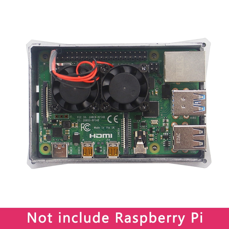 Raspberry Pi 4 Model B ABS Case Silver Gray Plastic Shell Box Optional Dual Cooling Fan SD Card Power Adapter for Raspberry Pi 4