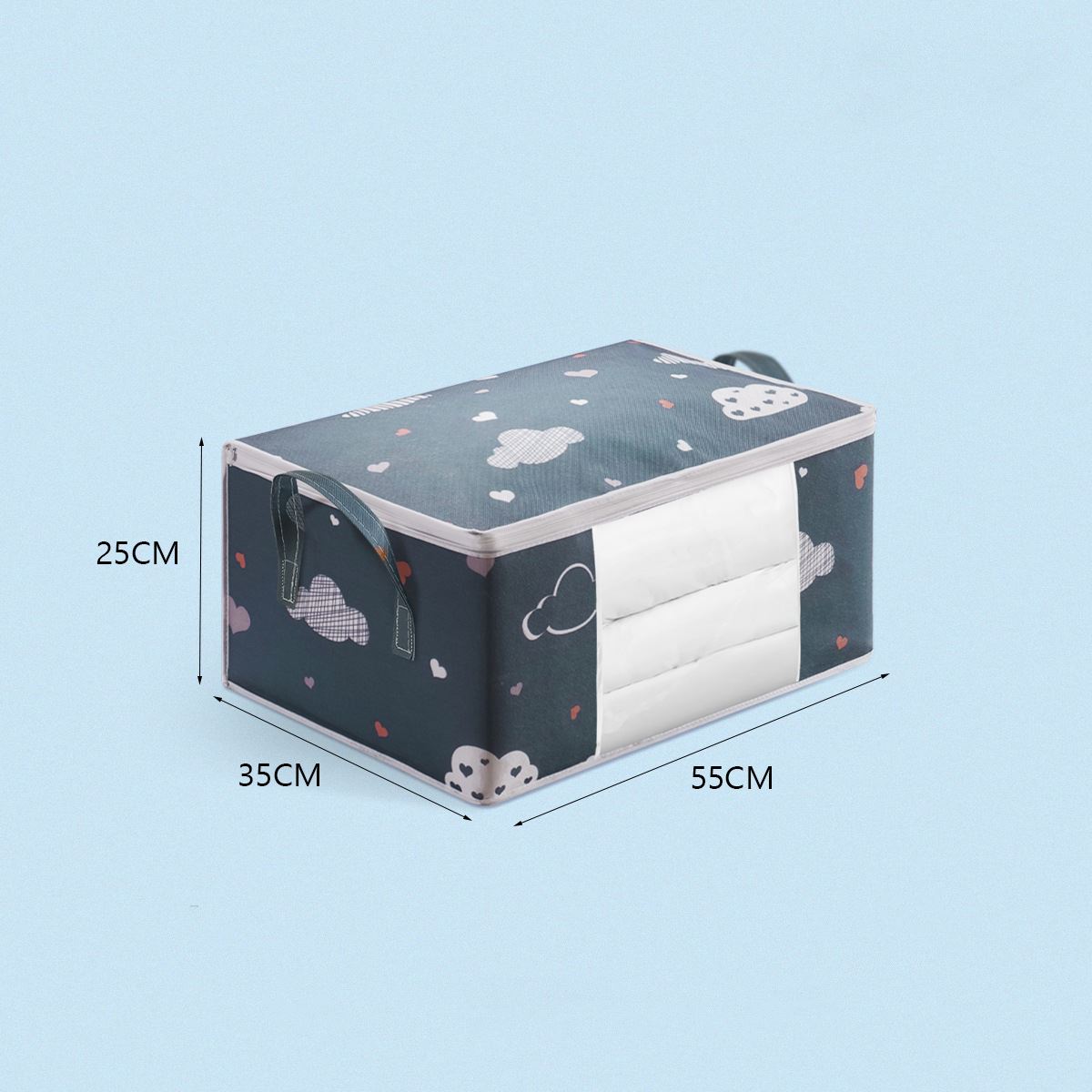 Folding quilt Clothes storage bag Organizer bag Storage bag Dustproof under-bed storage Wardrobe storage Wardrobe storage: Navy blue trumpet
